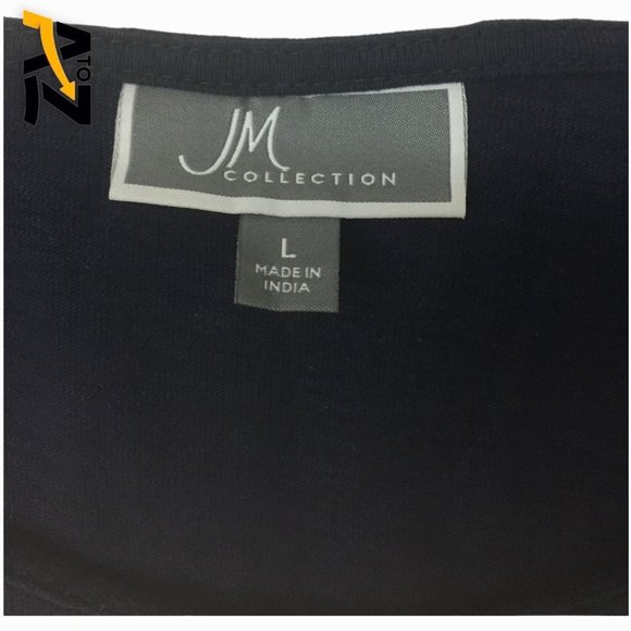 Vintage JM Collection Womens Top Size L Blue 3/4 Sleeves Pullover Metal Rings On - Picture 5 of 8